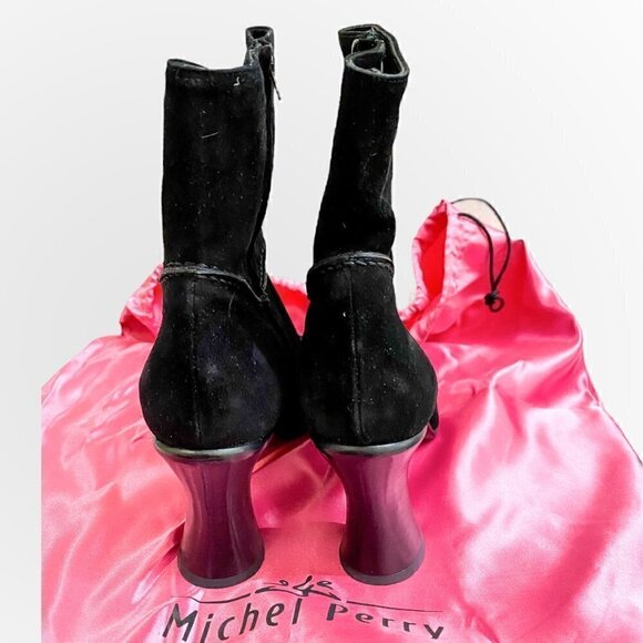 Vintage Michel Perry Black Suede Ankle booties size 38 EU - Picture 5 of 12